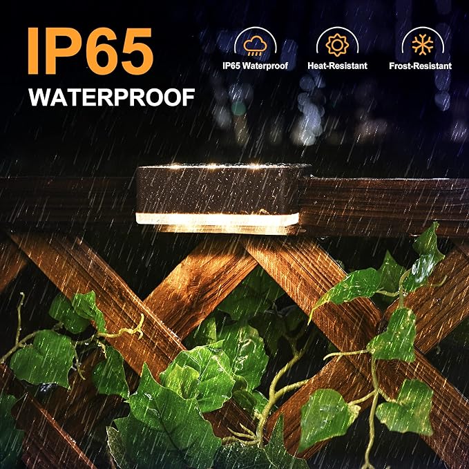 SOLPEX Solar Fence Lights, 6 LEDs Solar Lights Outdoor Waterproof Solar Powered for Deck, Stair, Front Porch, Balcony, Walkway, Garden, Yard, Patio, Pool Decor, IP65 Waterproof (16 Pack, Warm White)