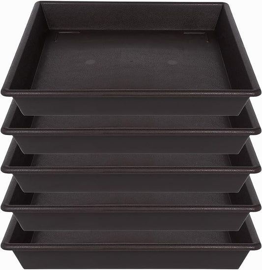 Square Plant Saucer 12 Inch 5 Pack, Plant Stand Plant Trays for Pots Heavy Duty Plastic Plant Saucers for Indoors Outdoors, Flower Pot No Holes Plant Lover Gardening Gifts