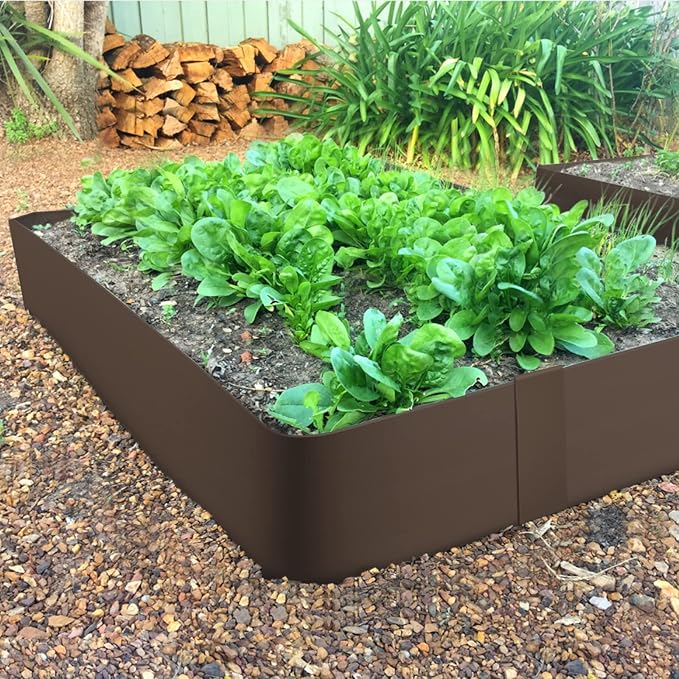 Steel Landscape Edging 40 Inch Strips, Steel Edging 4 Inch Depth, 6 Pack Hammer in Landscape Edging, Metal Landscape Edging, Metal Edging for Landscaping（Brown