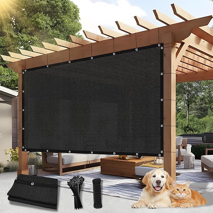 Outdoor 90% Sun Shade Cloth with Grommets, 17 X 18 FT Pergola Shade Cover for Garden Patio Carport Kennel Swimming Pool, Black (We Make Custom Size)