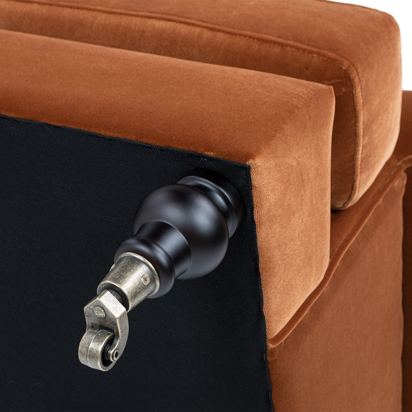 Alana 38' Lawson Accent Arm Chair Metal Casters, Burnt Orange Performance Velvet