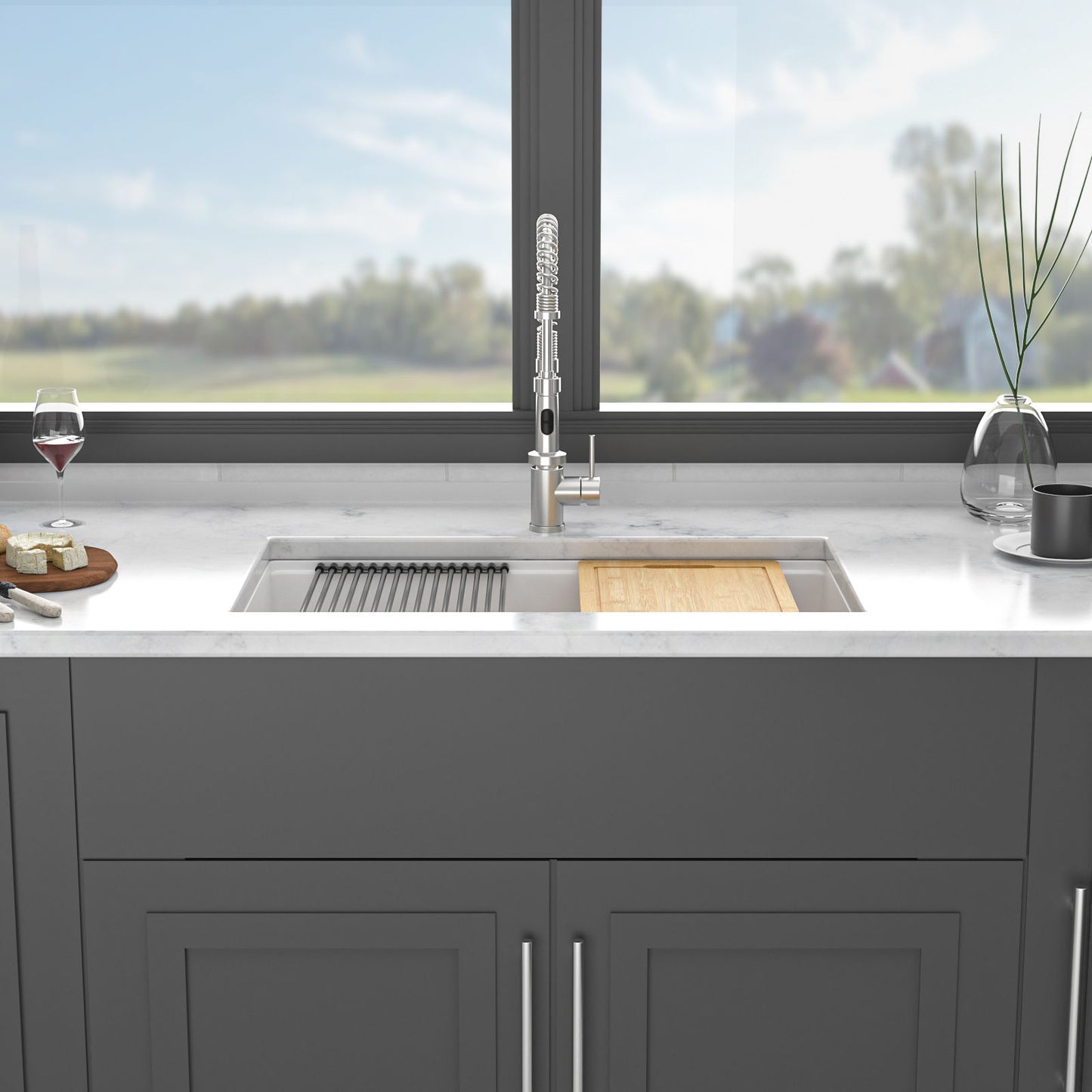 Quartz Kitchen Sink, Granite Composite Workstation Undermount