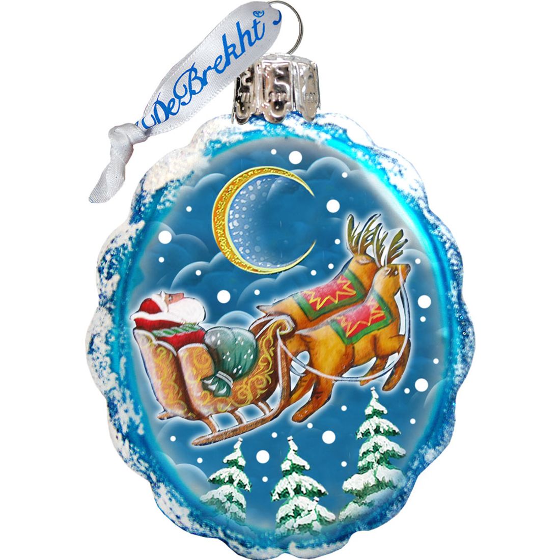 Christmas Night Mercury Glass Ornaments Set of 3 by G. DeBrekht - Christmas Santa Snowman Decor - 770103S3