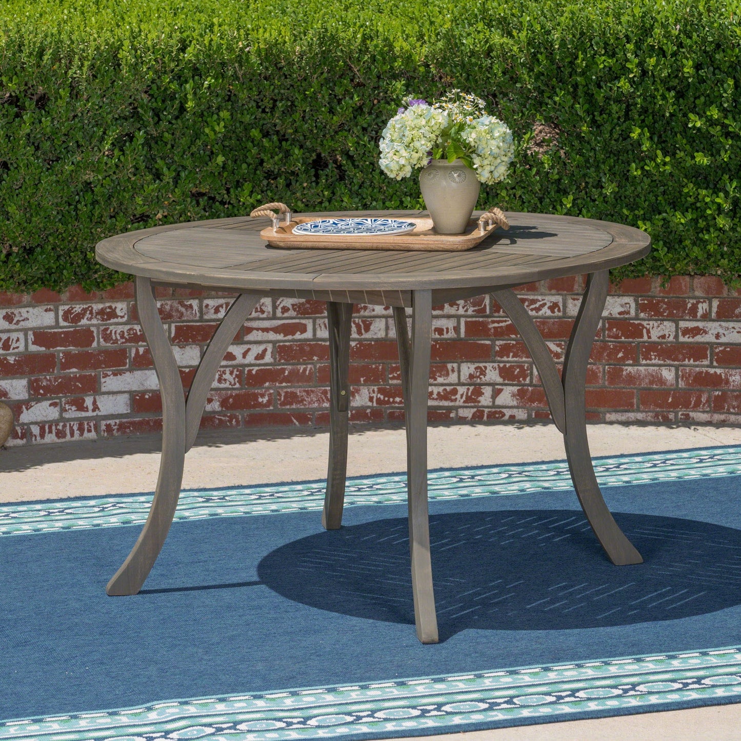 Hermosa Outdoor Acacia Wood Circular Dining Table