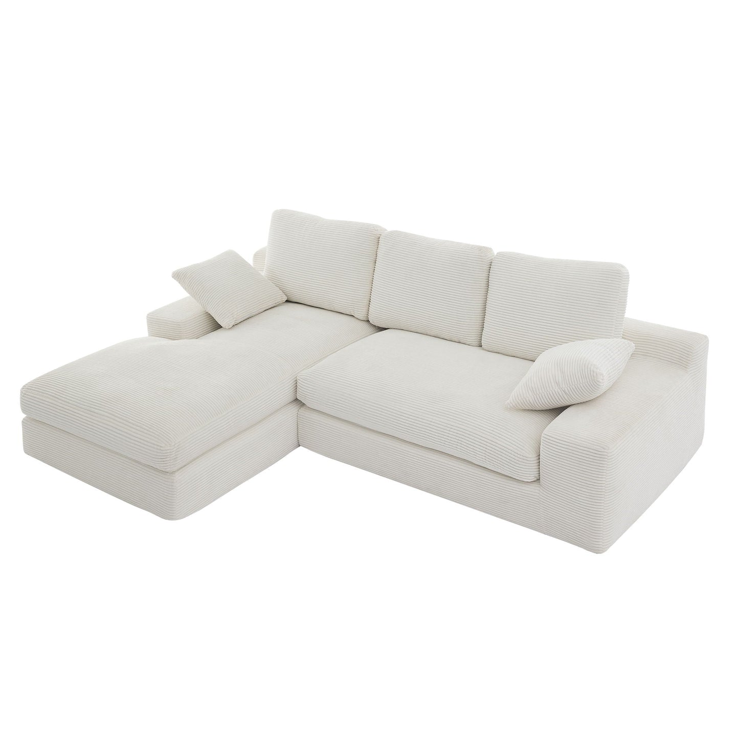 Compressed Sofa With 3 Back Cushions, 2 Throw Pillows