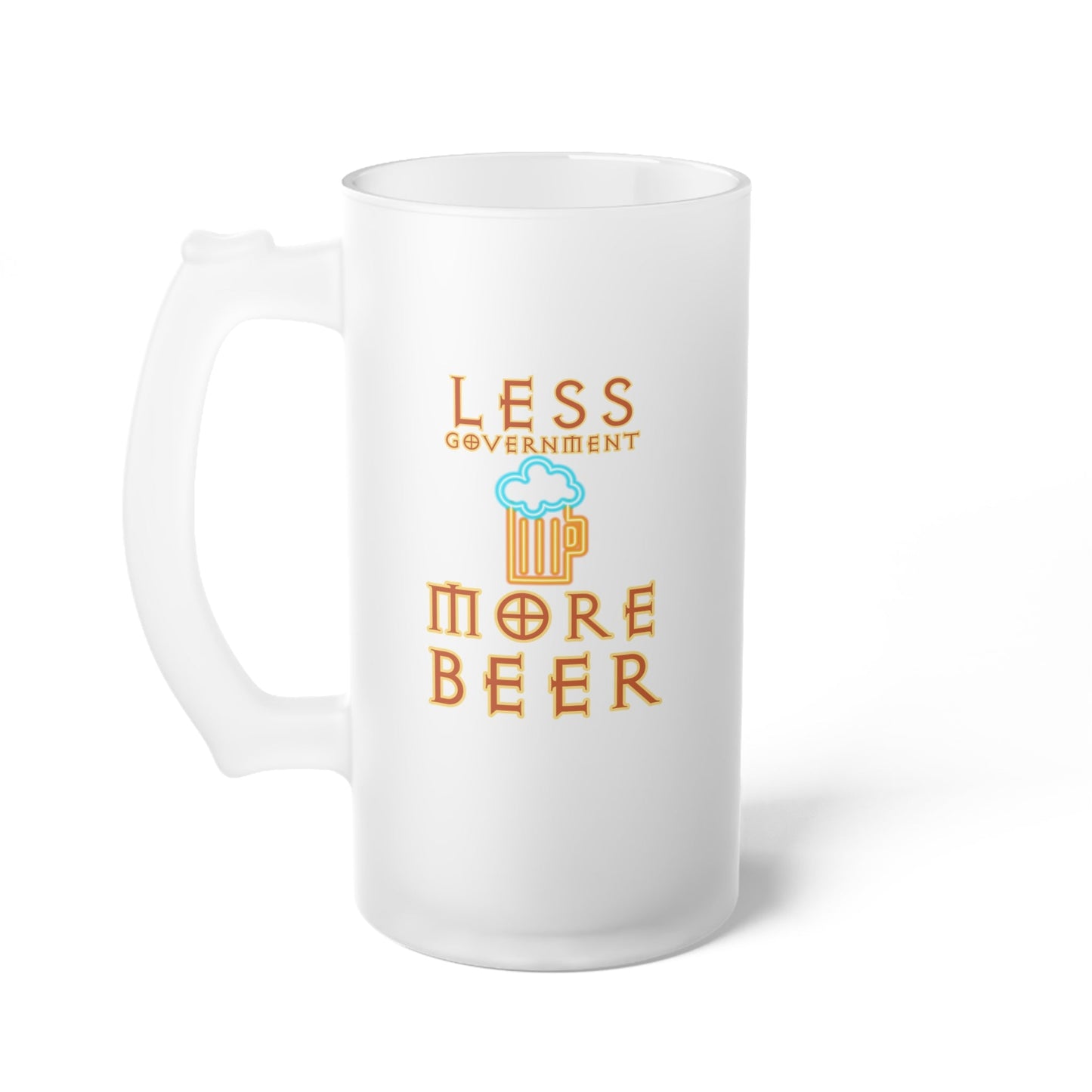 Walton & Johnson: Less Government More Beer Frosted Glass Beer Mug - 4LibertyShop.com