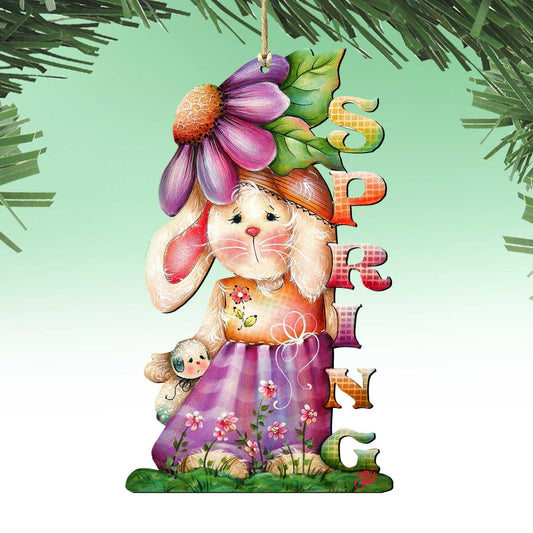 Spring Bunny Wooden Ornaments Easter by Jamie Mills-Price - Easter Spring Decor - 8457604