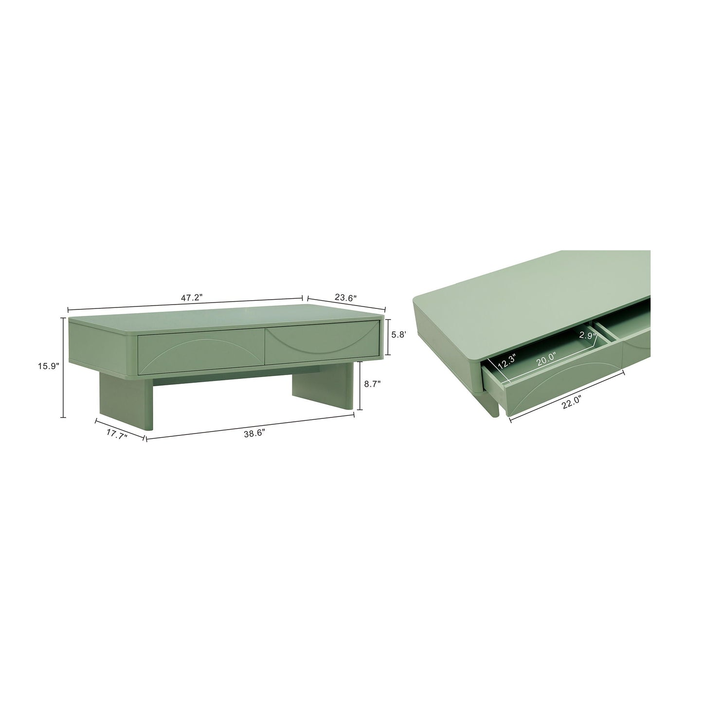 Ella - Coffee Table With 2 Full Extension Drawers
