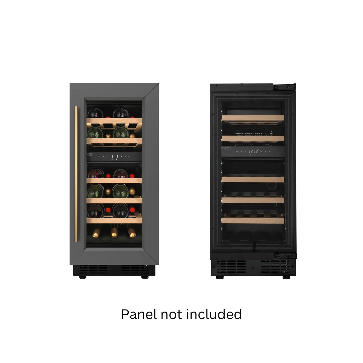 KoolMore Reserve 15 in. Under-Counter Panel Ready Dual Zone Built-in Wine Cooler and 23 Bottle Capacity in Black