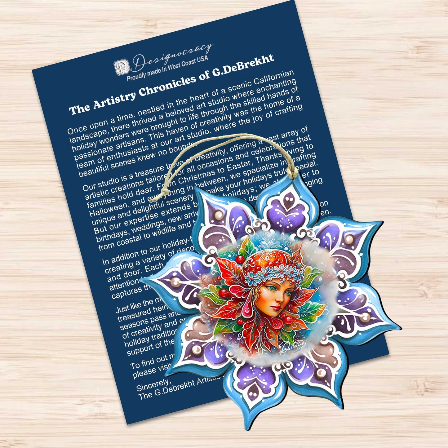 Snow Queen Snowflake Eco Wood Ornaments set of 3 by G. Debrekht - Christmas Décor - 8090141-S3