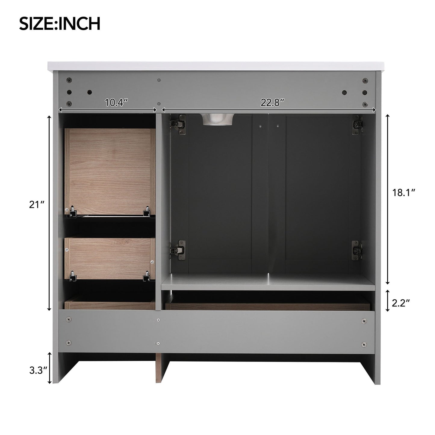 Shaker Free Standing Bathroom Vanity Cabinet With Sink, Soft Close Drawers, Soft Close Doors