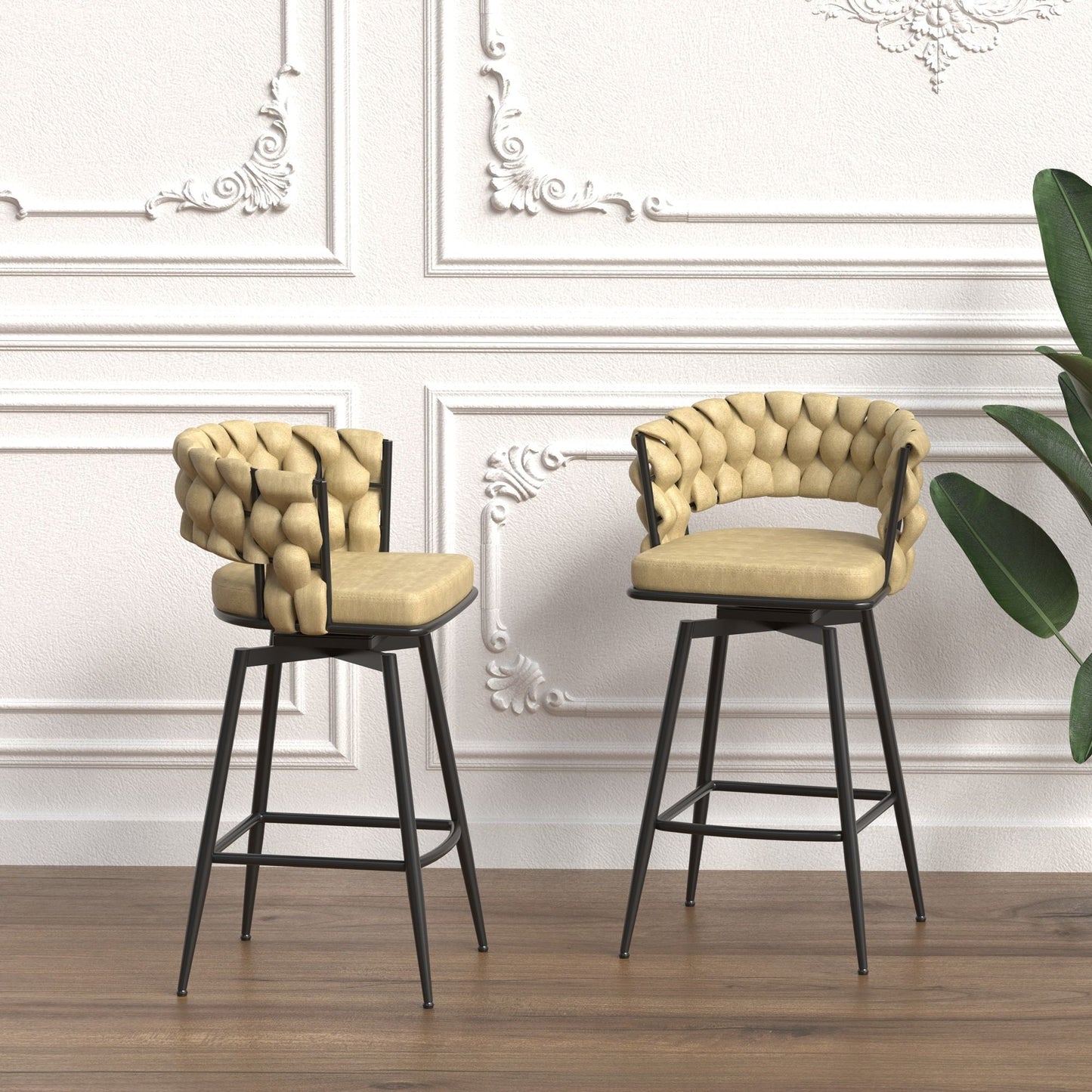 Bar Stool 360 Swivel With Back Footrest