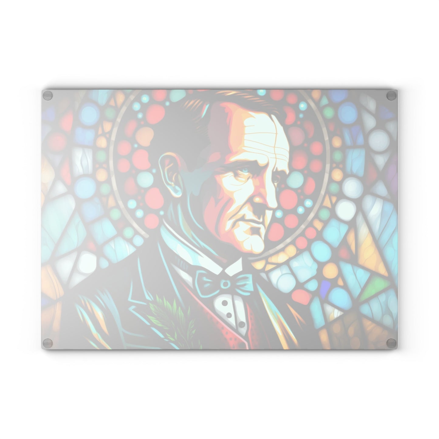 Calvin Coolidge Stained Glass Cutting Board - Premium Patriotic Kitchen Decor