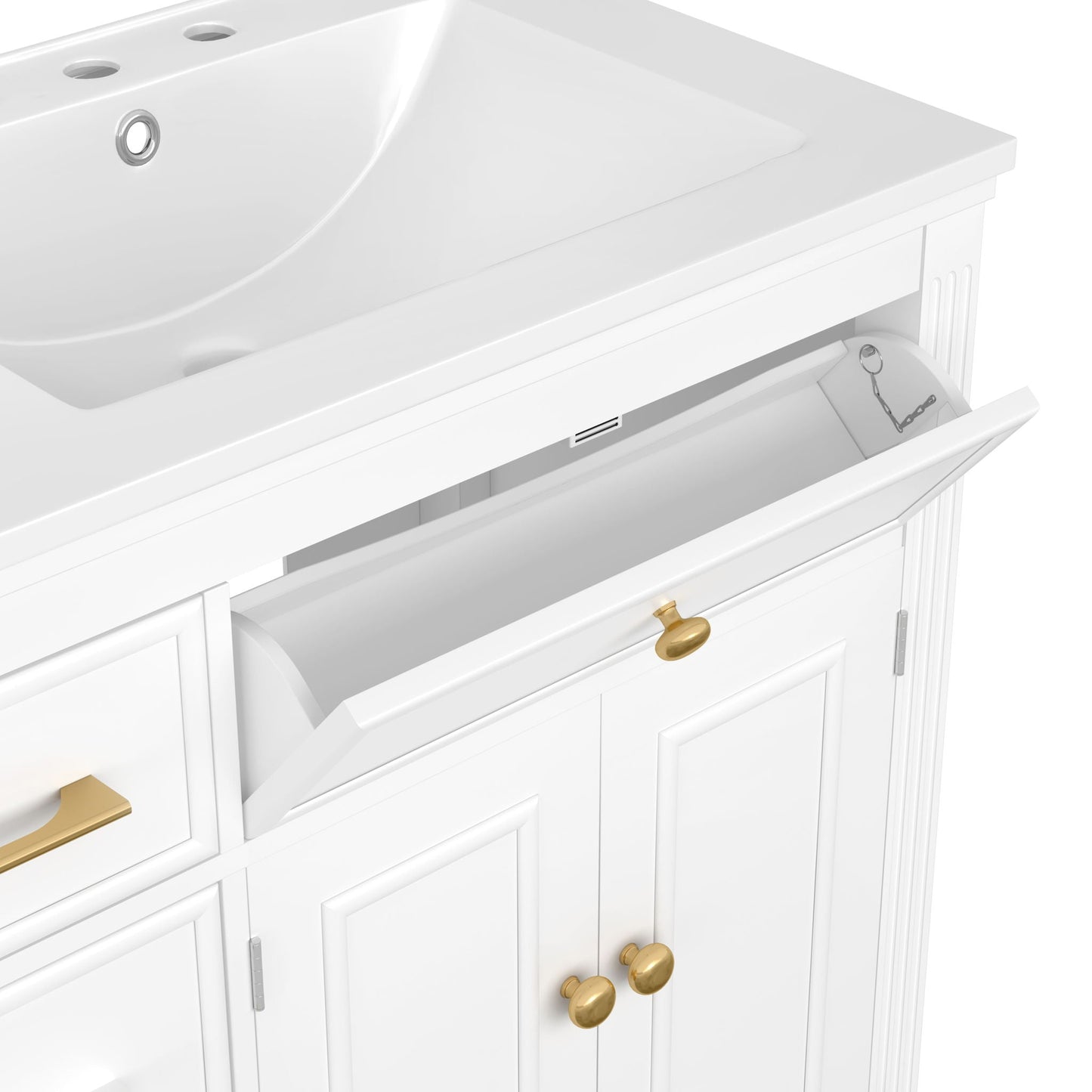 Modern Bathroom Vanity With Ceramic Sink, Freestanding