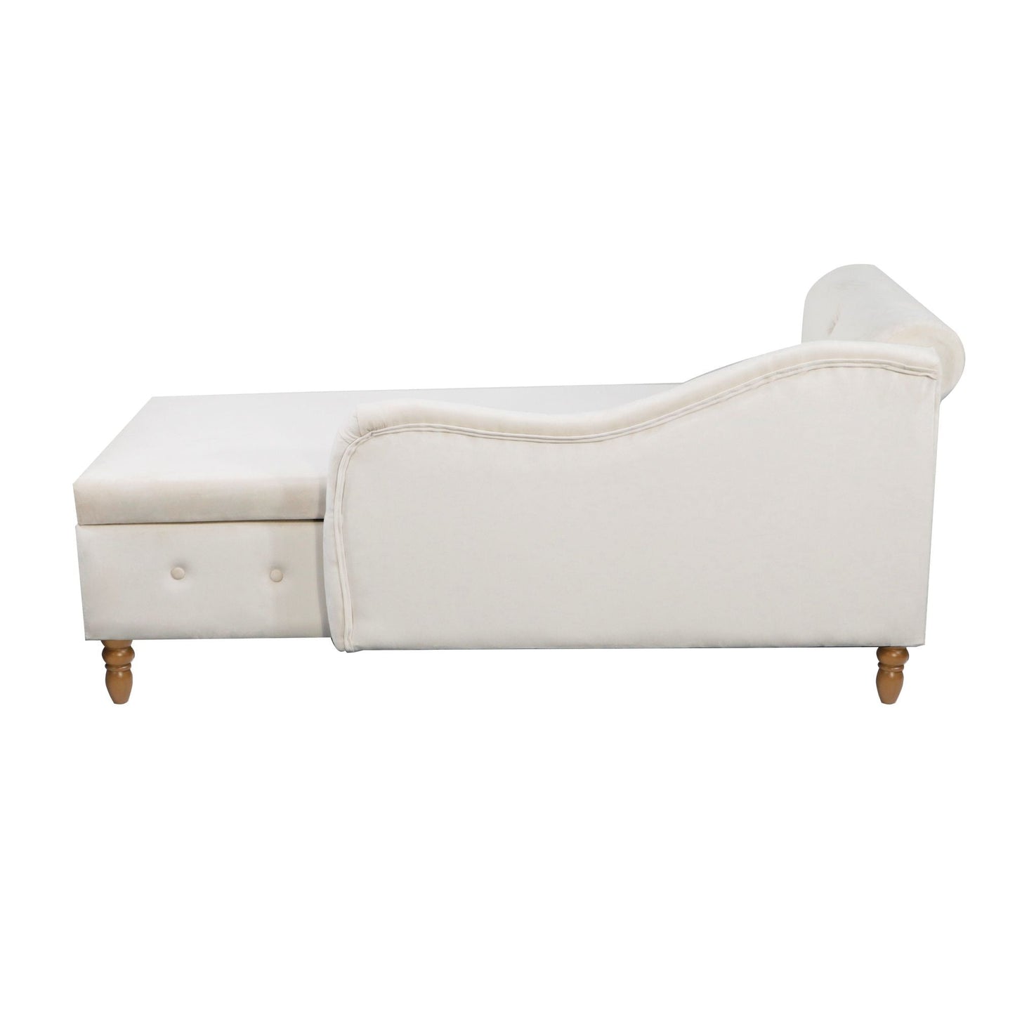 Chaise Lounge Indoor, Lounge Chair For Bedroom With Storage & Pillow, Modern Upholstered Rolled Arm Chase Lounge For Sleeping With Nailhead Trim For Living Room Bedroom Office