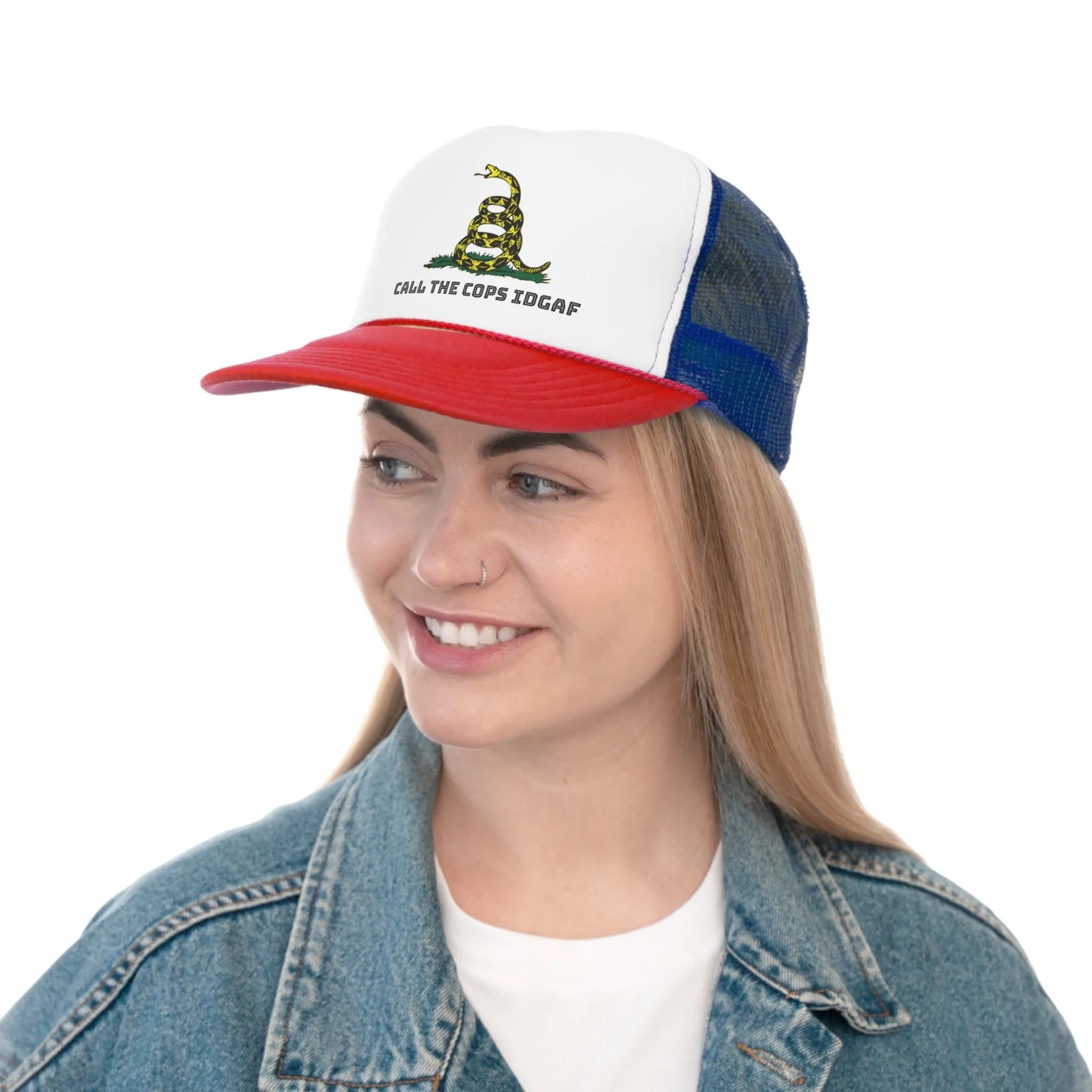 Call Cops IDGAF Gadsen Trucker Caps - 4LibertyShop.com