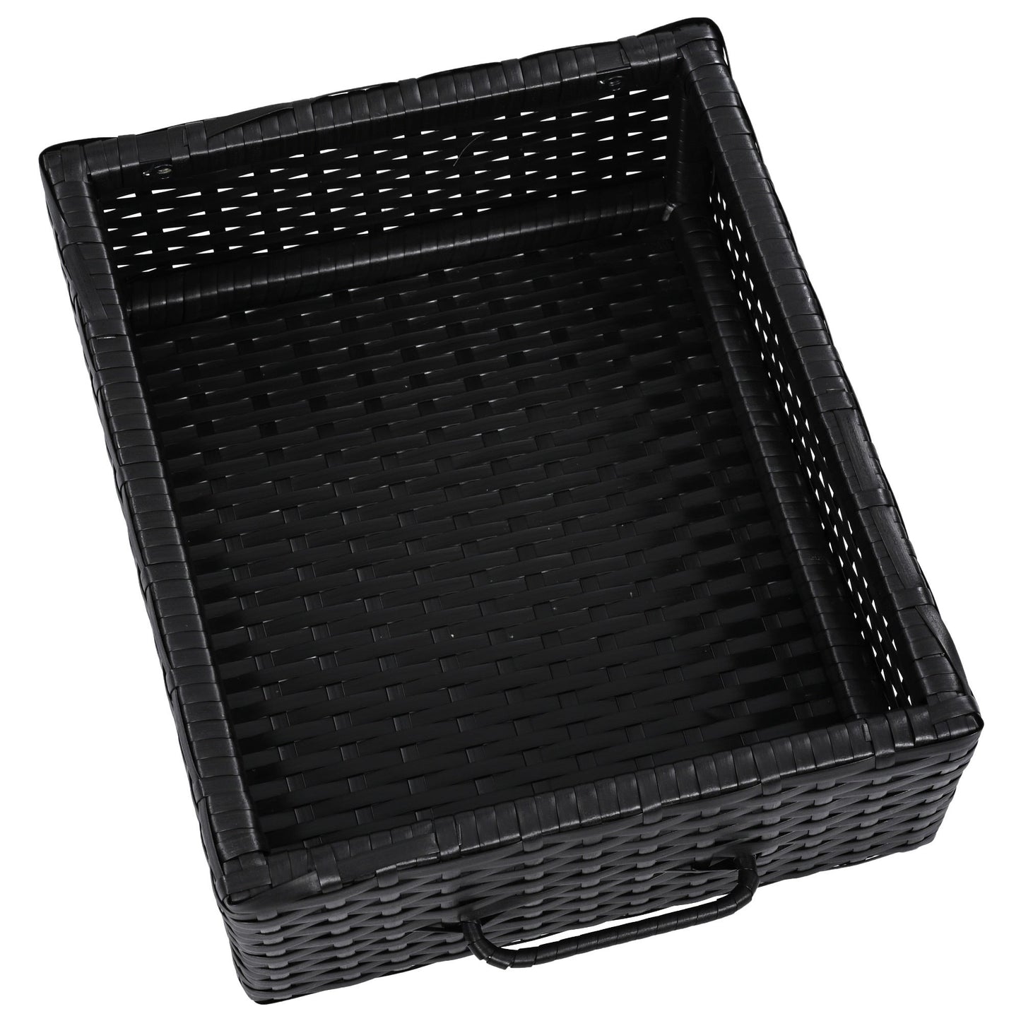K&K 47.5"W Wicker Outdoor Storage Cabinet with Tempered Glass Top