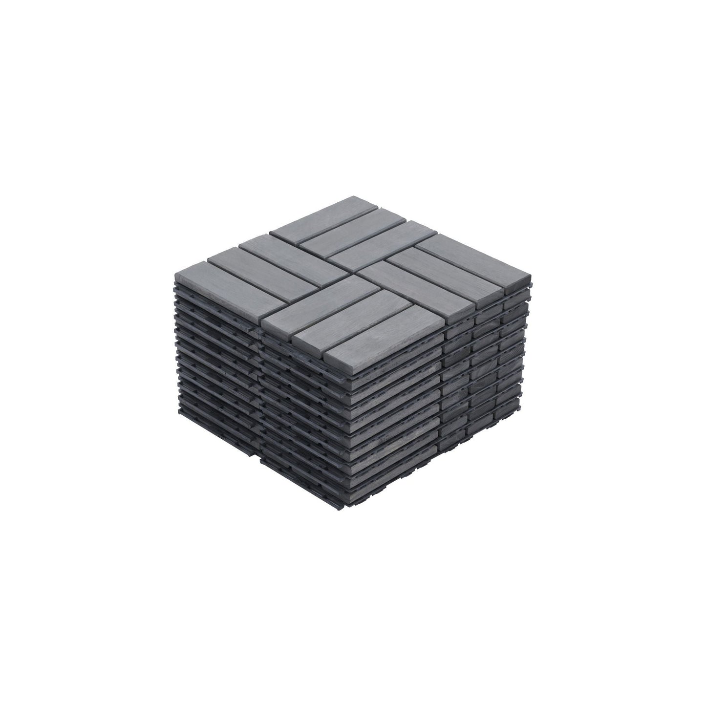 Acacia Wood Interlocking Deck Tiles Checker Pattern For Outdoor Flooring