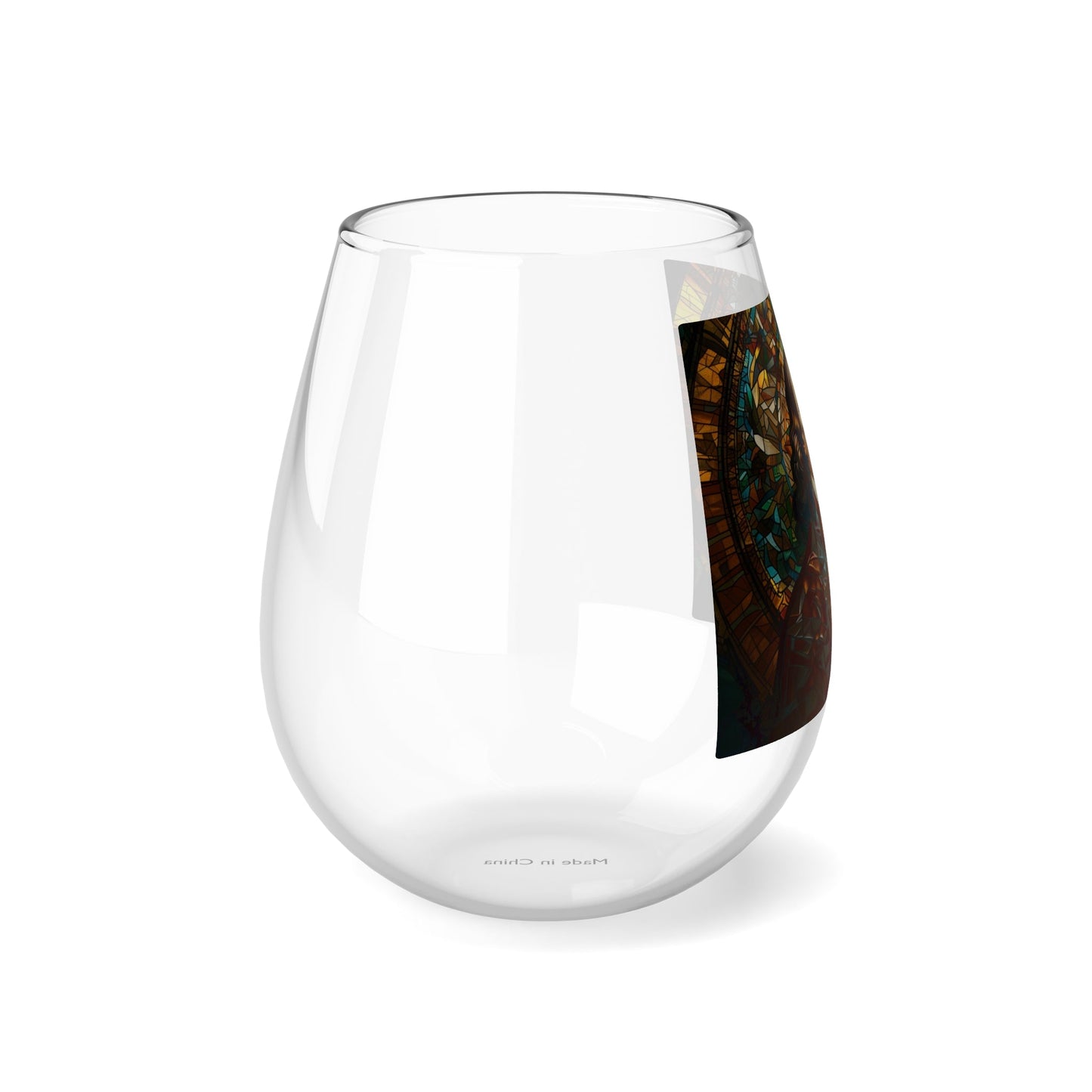 Stained Glass Benjamin Franklin Stemless Wine Glass, 11.75oz - 4LibertyShop.com