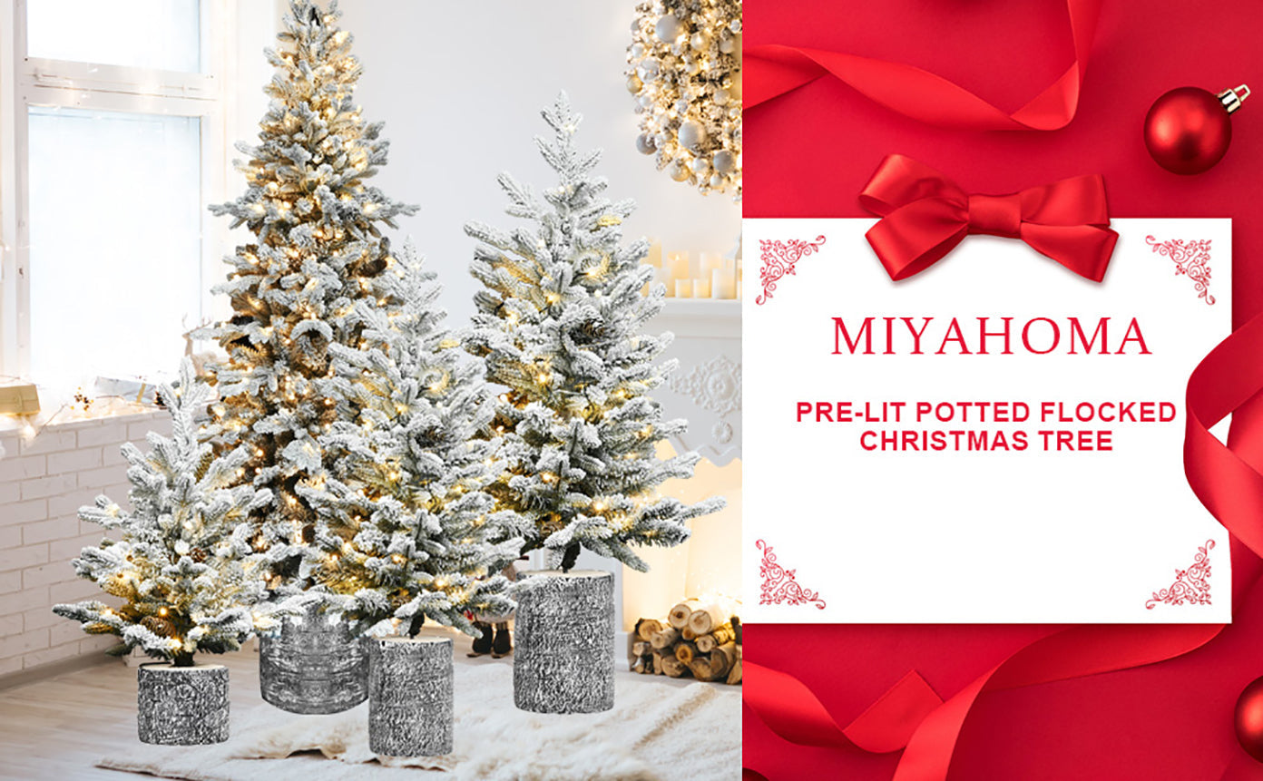 2FT Flocked Christmas Tree with Pot Base