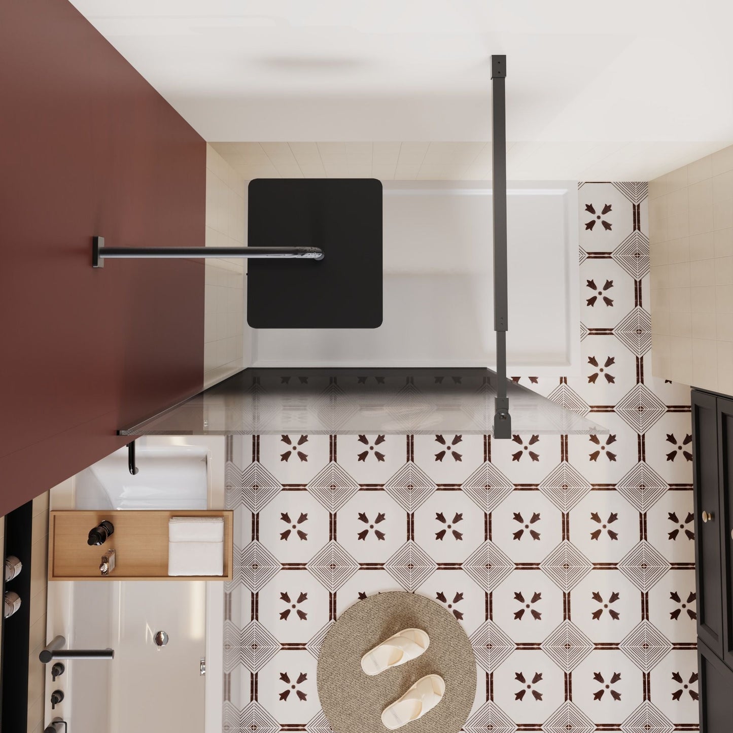 Gradient Shower Door With Handle - Matt Black