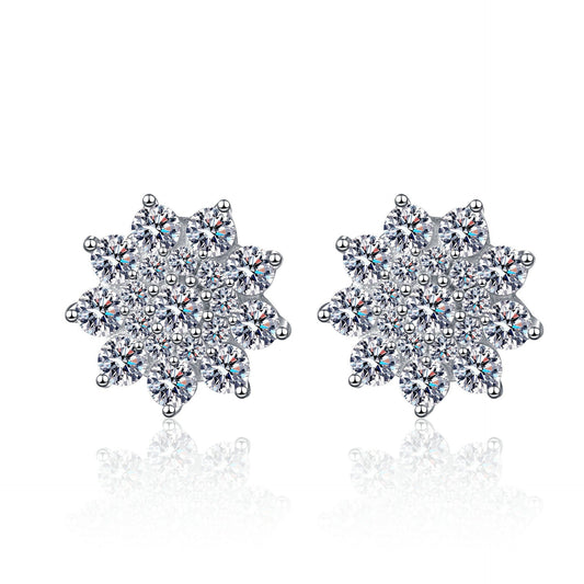 925 Sterling Silver Moissanite Zircon Stud Earrings