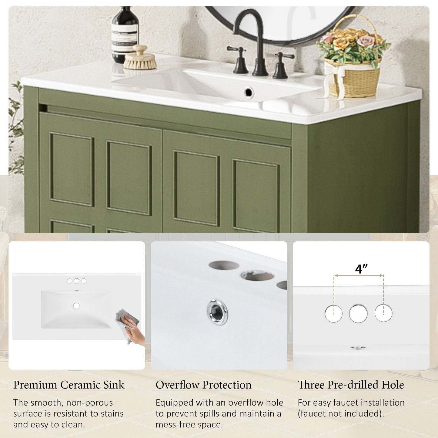 Bathroom Vanity Organizer With Sink, Combo Cabinet Set, Bathroom Storage Cabinet