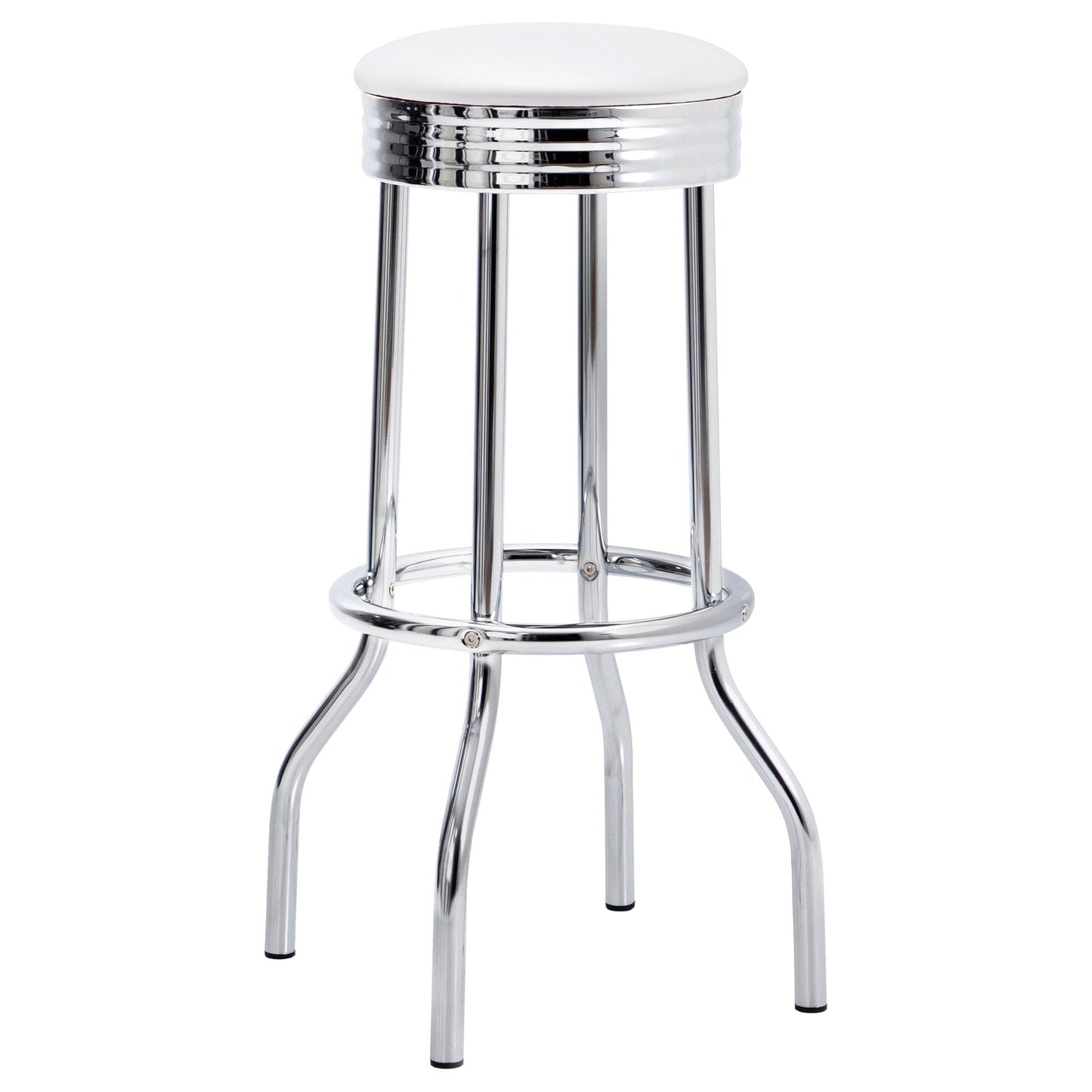 Midge - 3 Piece Round 1950S Bistro Pub Bar Table Set With Upholstery - White