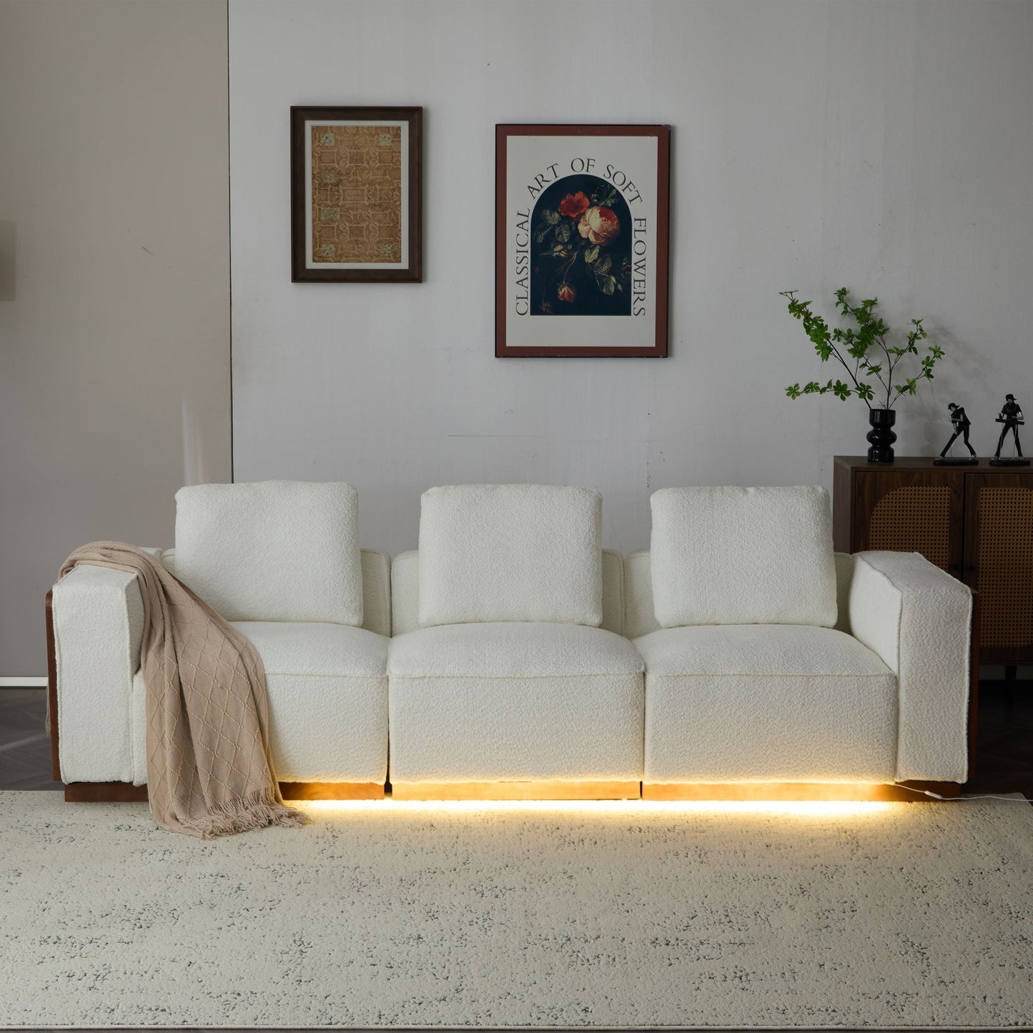 Chita Sectional Sofa 3 Seater With Light Strip - Beige
