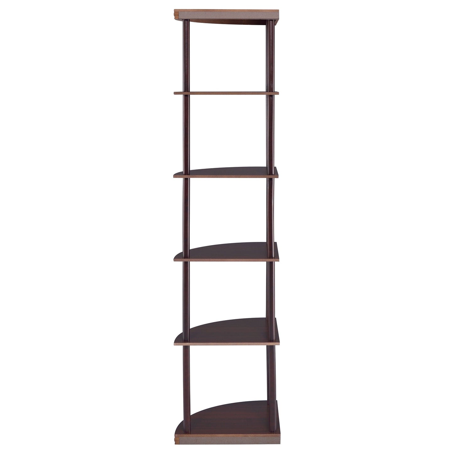 Corner Bookcase With 5 Shelves, Compact Design For Living Room - Cappuccino