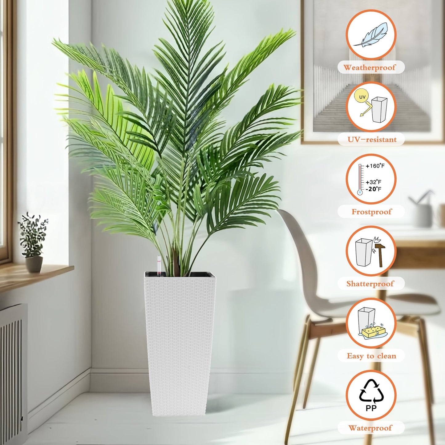 Pack of 2 Square Planters with Automatic Watering System