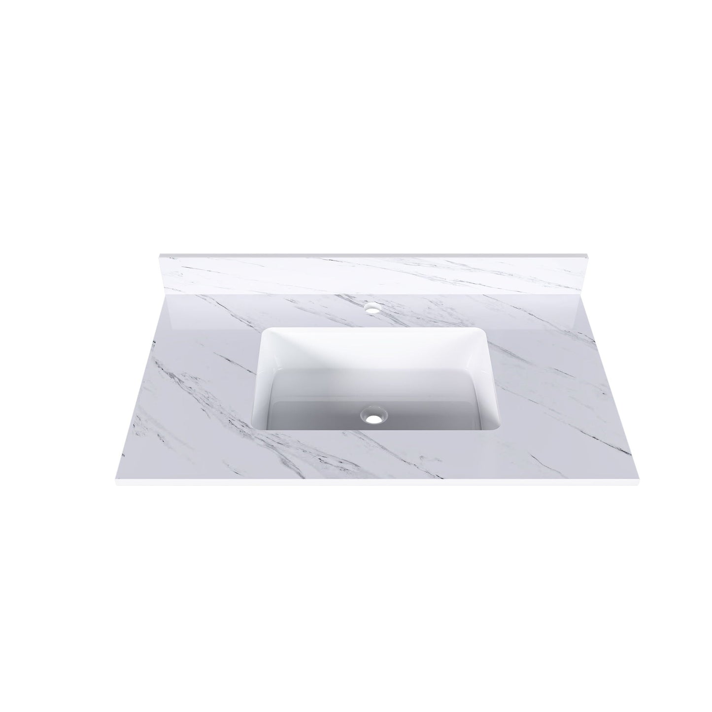 Bianco Carrara Venato Marble Vanity Top With Pre Drilled Faucet Hole And Undermount Sink
