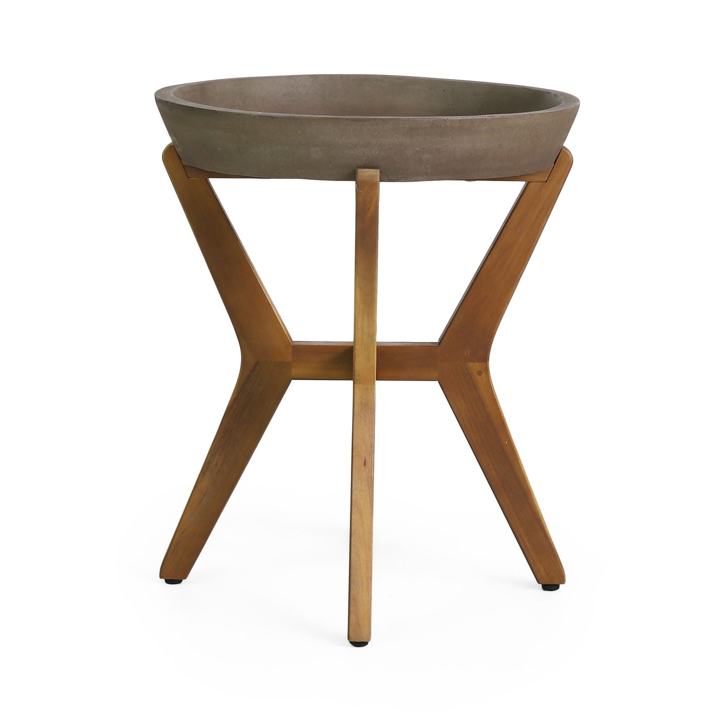 Yukon Contemporary Side Table with Lightweight Concrete Top and Acacia Wood Frame - Gray