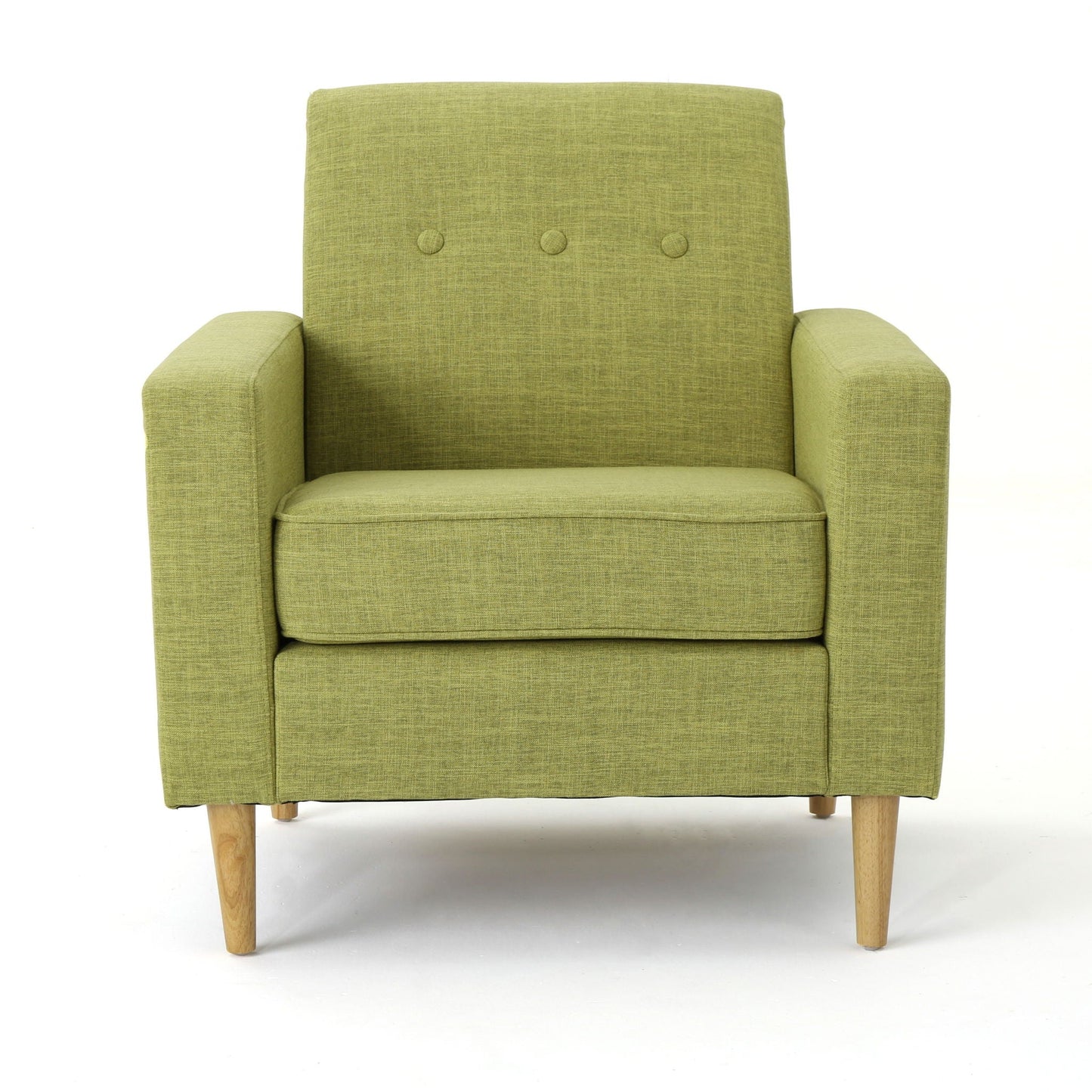 Nebulize Upholstered Fabric Club Chair With Button Tufted And Square Off Arm And Back