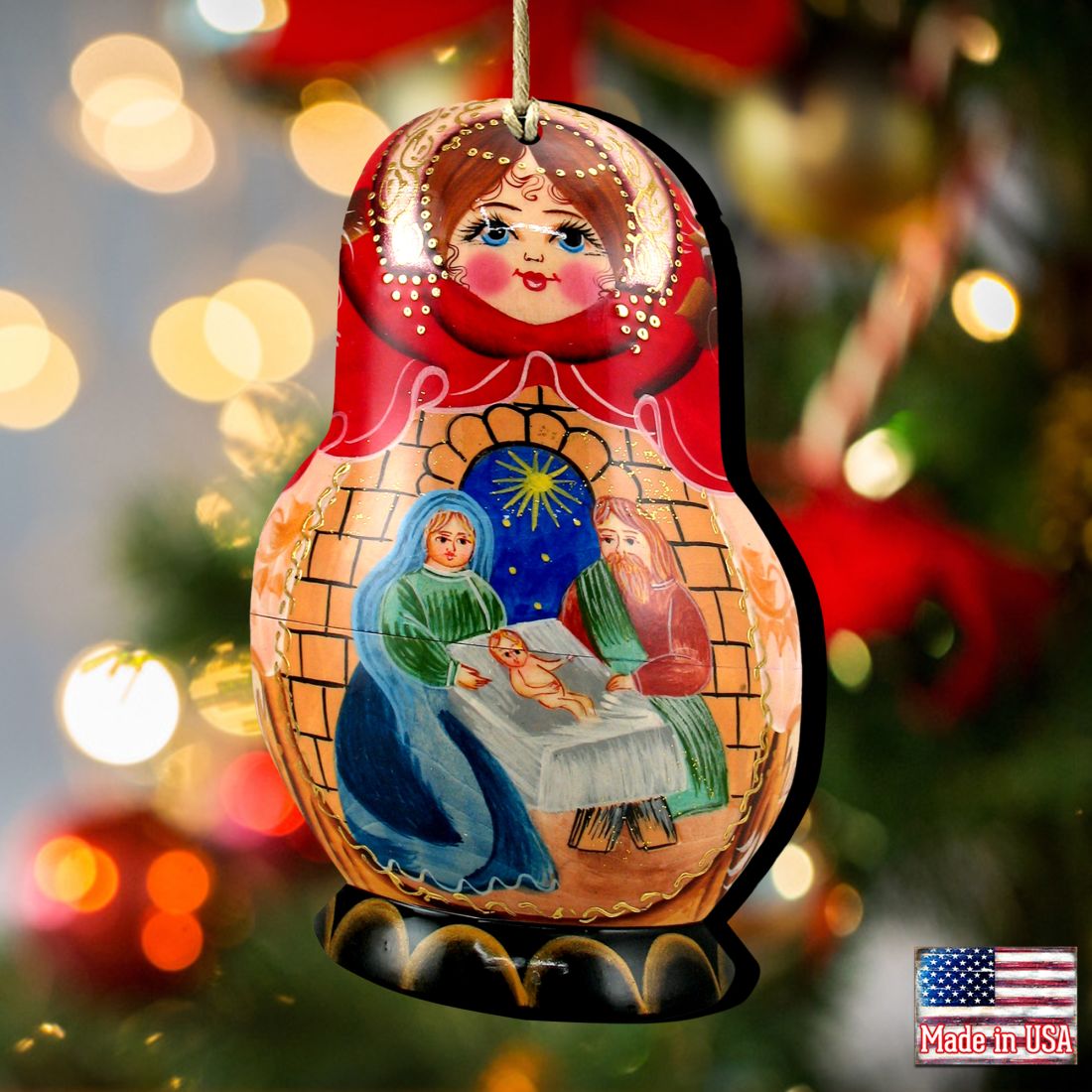 Nativity Nesting Doll Wooden Ornaments by G. DeBrekht - Christmas Decor - 8110710