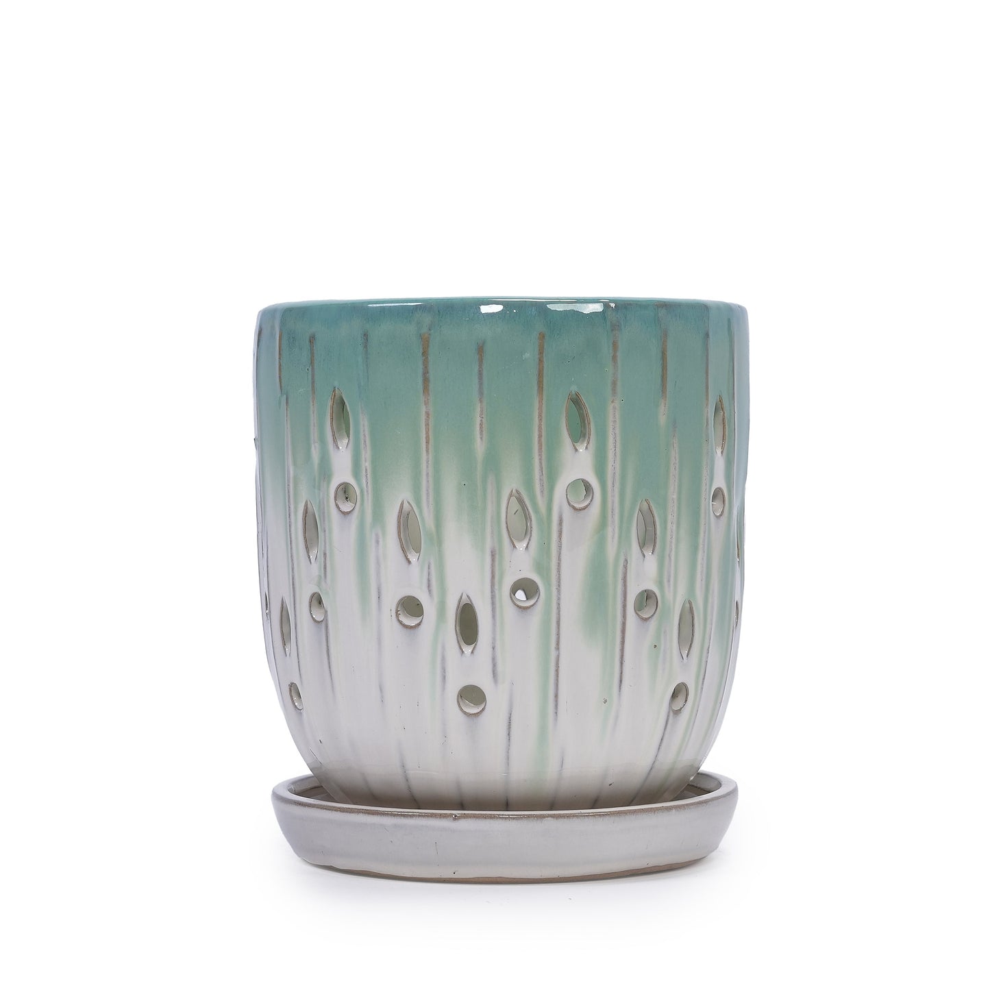 Set of 2 Ceramic Flowerpots with Drainage Hole
