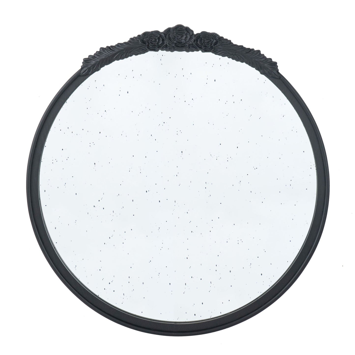 Round Hand Carved Rose Antique Mirror Frame, Wall Mirror For Live Space