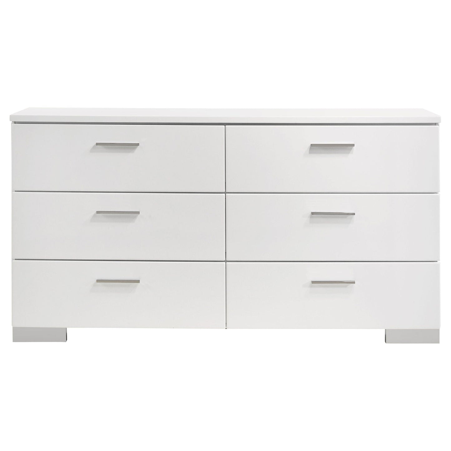 August - 6 Piece Queen Panel Bedroom Set With LED Lighting - White