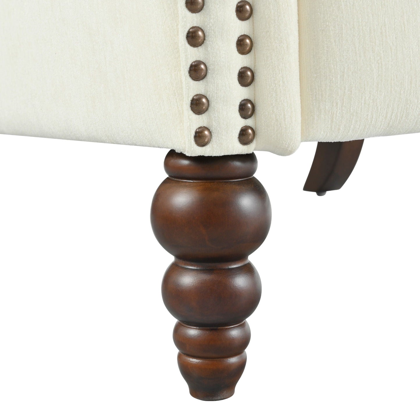 Push Back Recliner Chair Upholstered With Classic Wing Back And Solid Gourd-Shaped Legs
