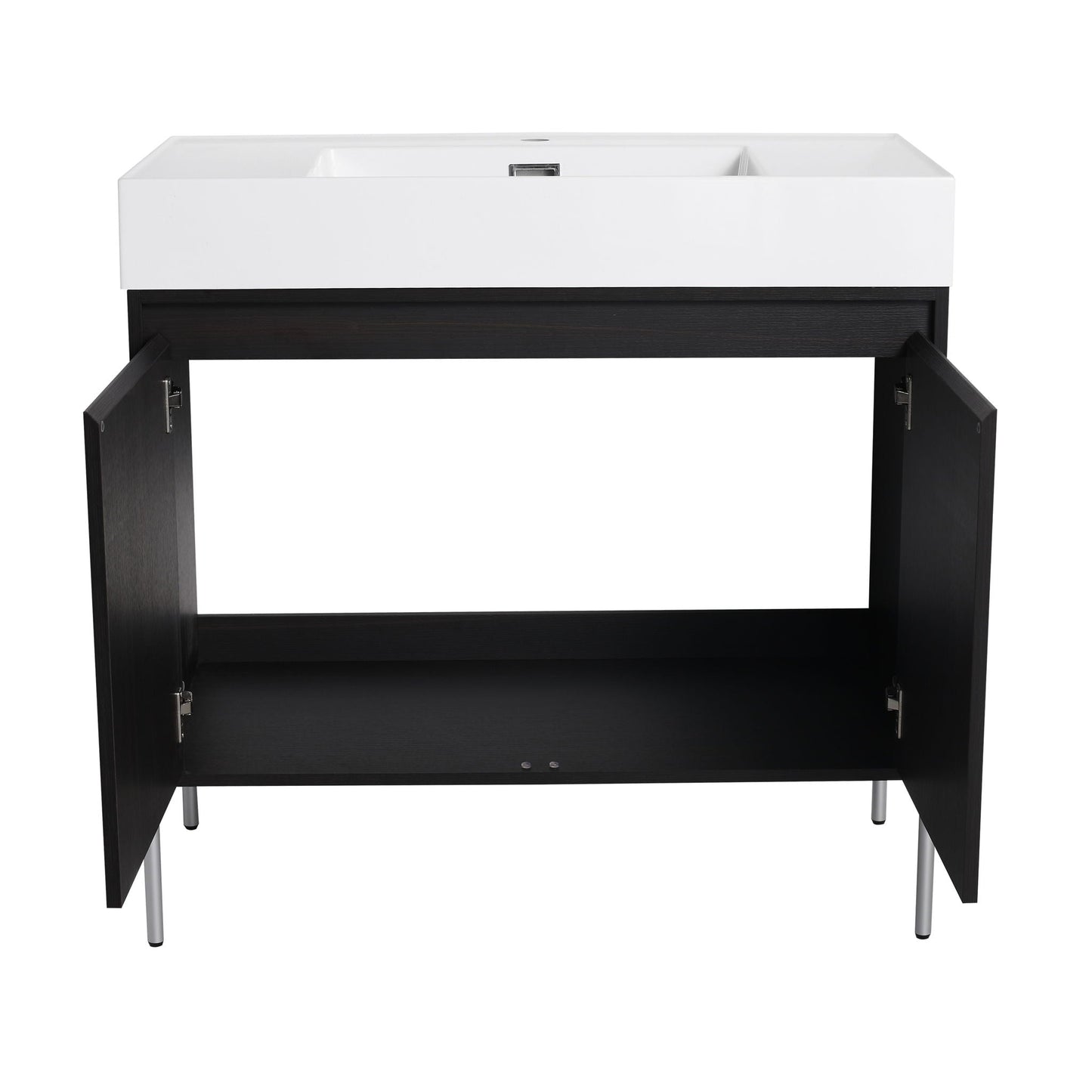 Freestanding Bathroom Vanity With Resin Sink And Storage Cabinet