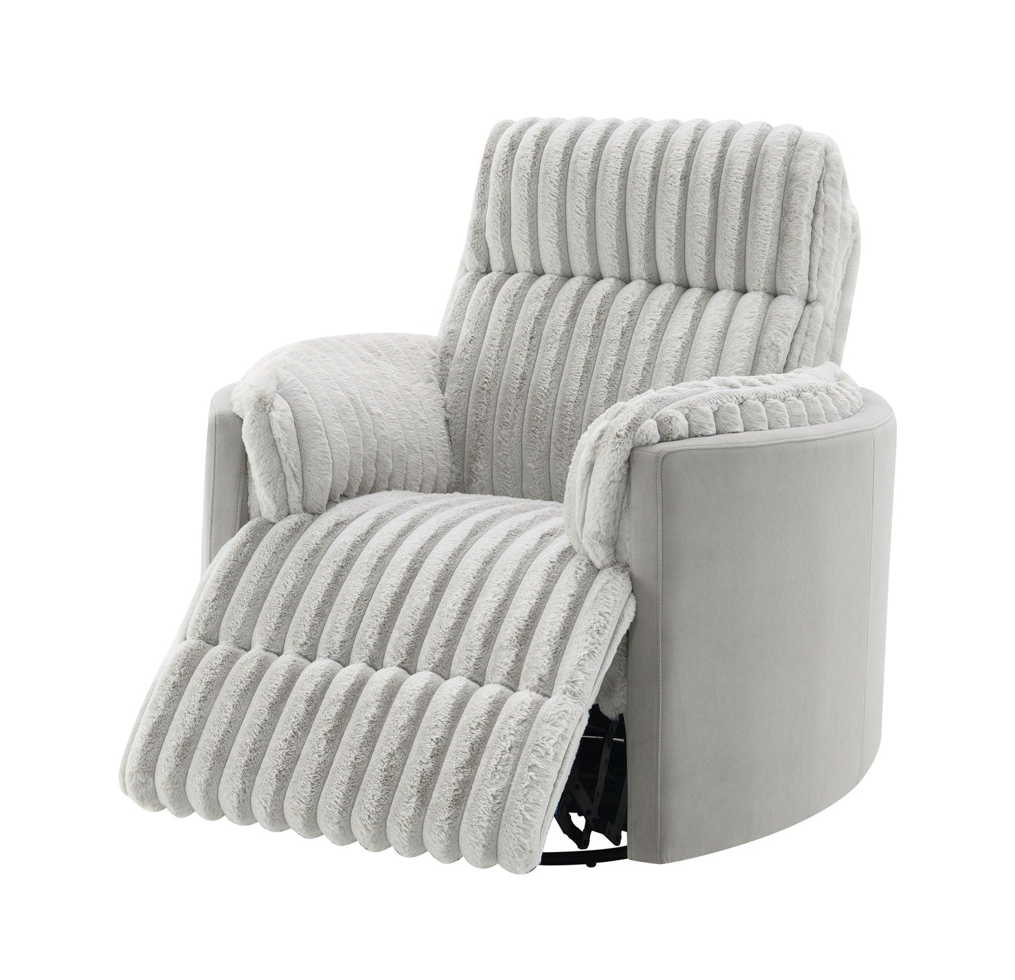 Emee Corduroy Glider Recliner With Swivel - Gray