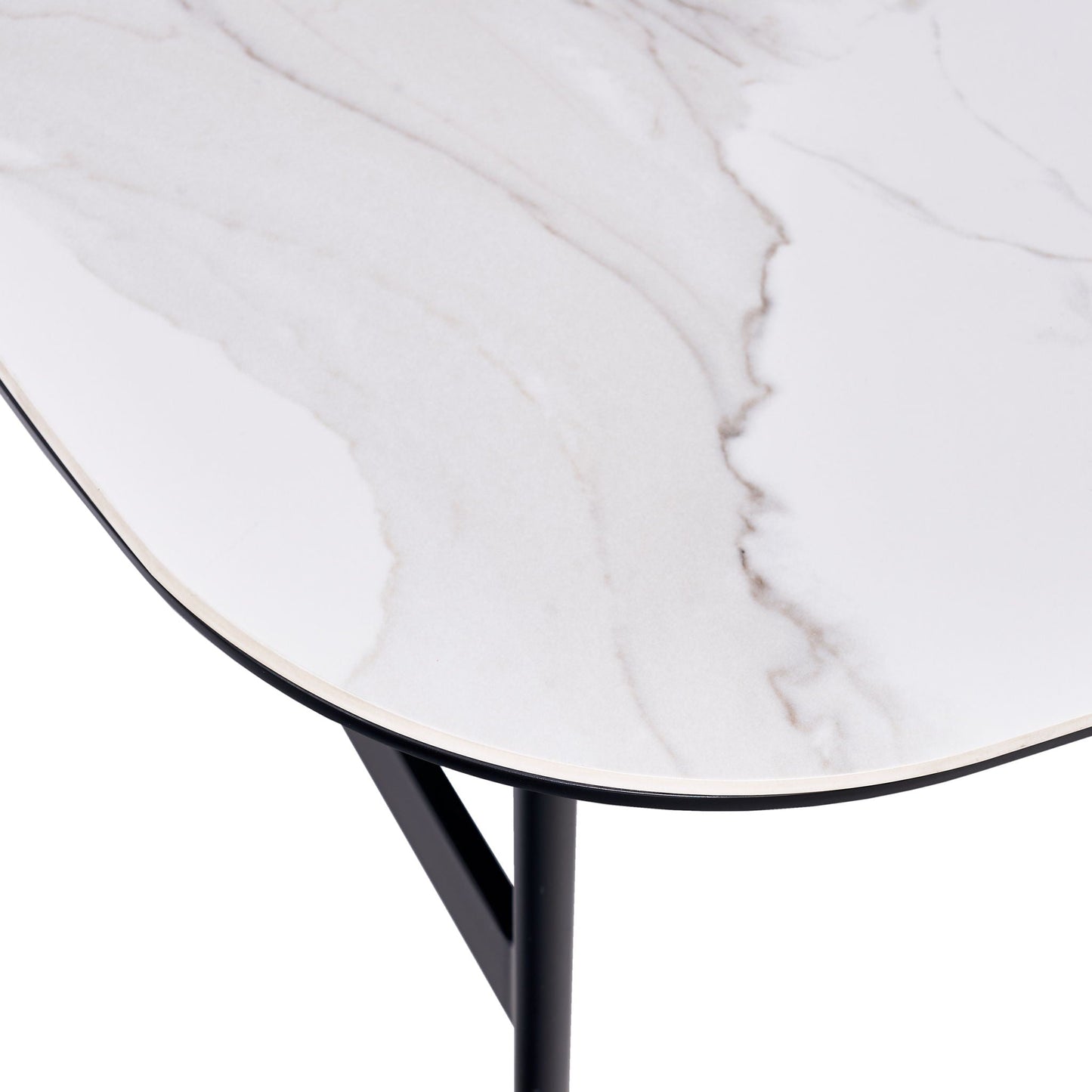 Modern Rectangular Rock Plate Coffee Table Open Space Design Golden Metal Frame Minimalist Living Room Center Table For Lounge Office - Black White