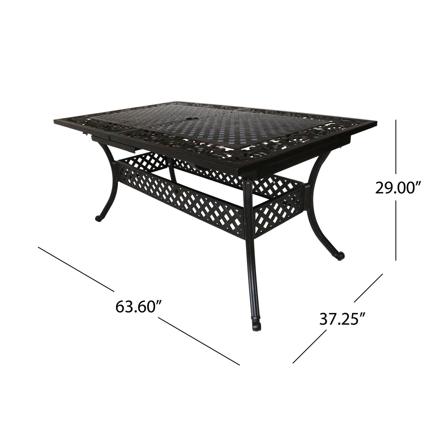 Outdoor Extendable Aluminum Dining Table With Patterned Table Top And Curved Legs - Copper