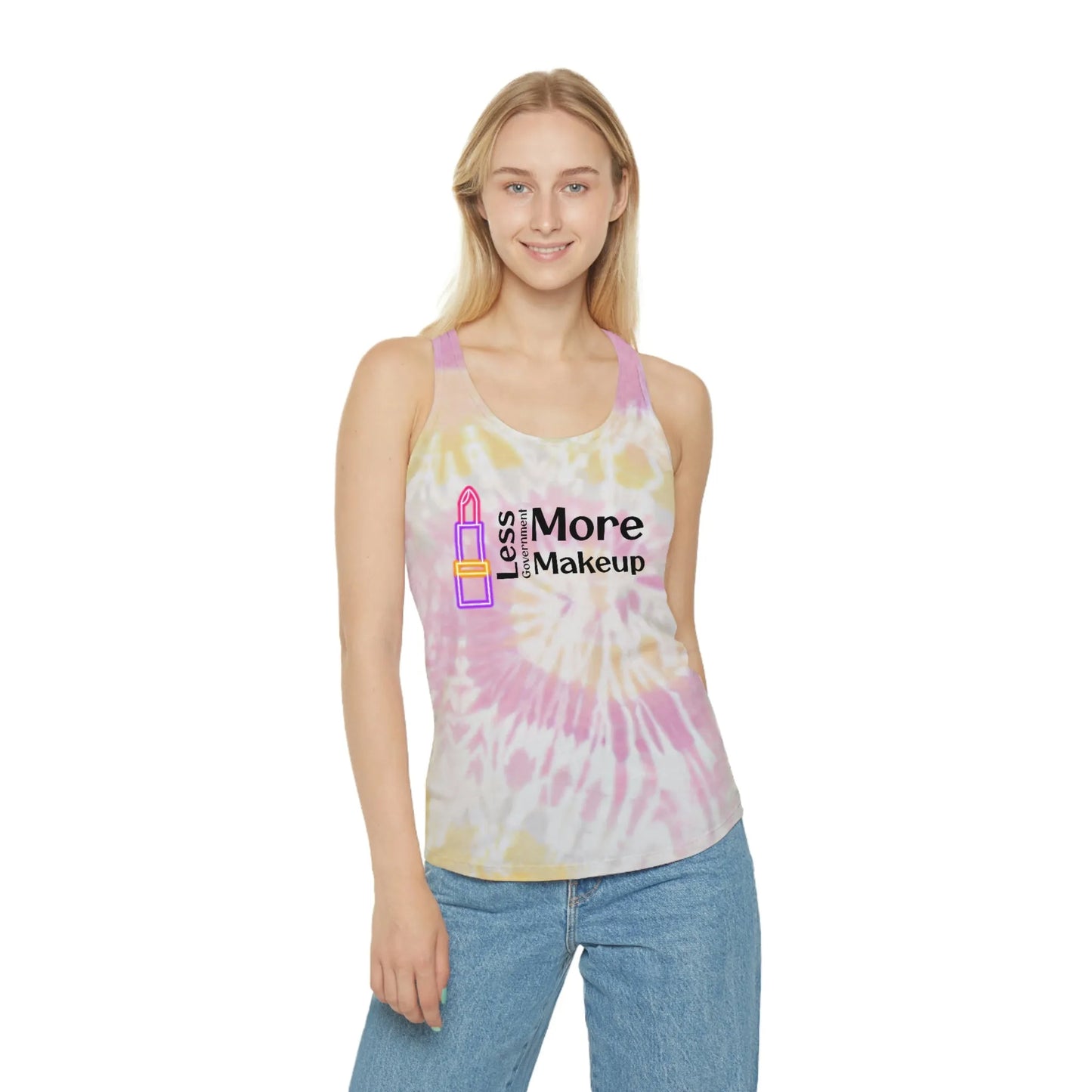Less Government More Makeup Tie Dye Racerback Tank Top