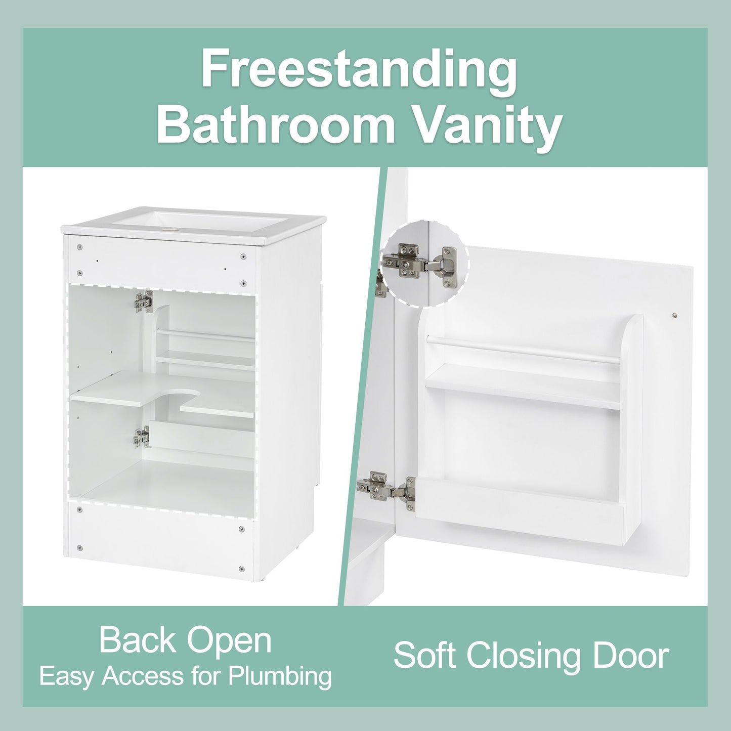 Bathroom Vanity With Sink, Cabinet With Adjustable Shelf
