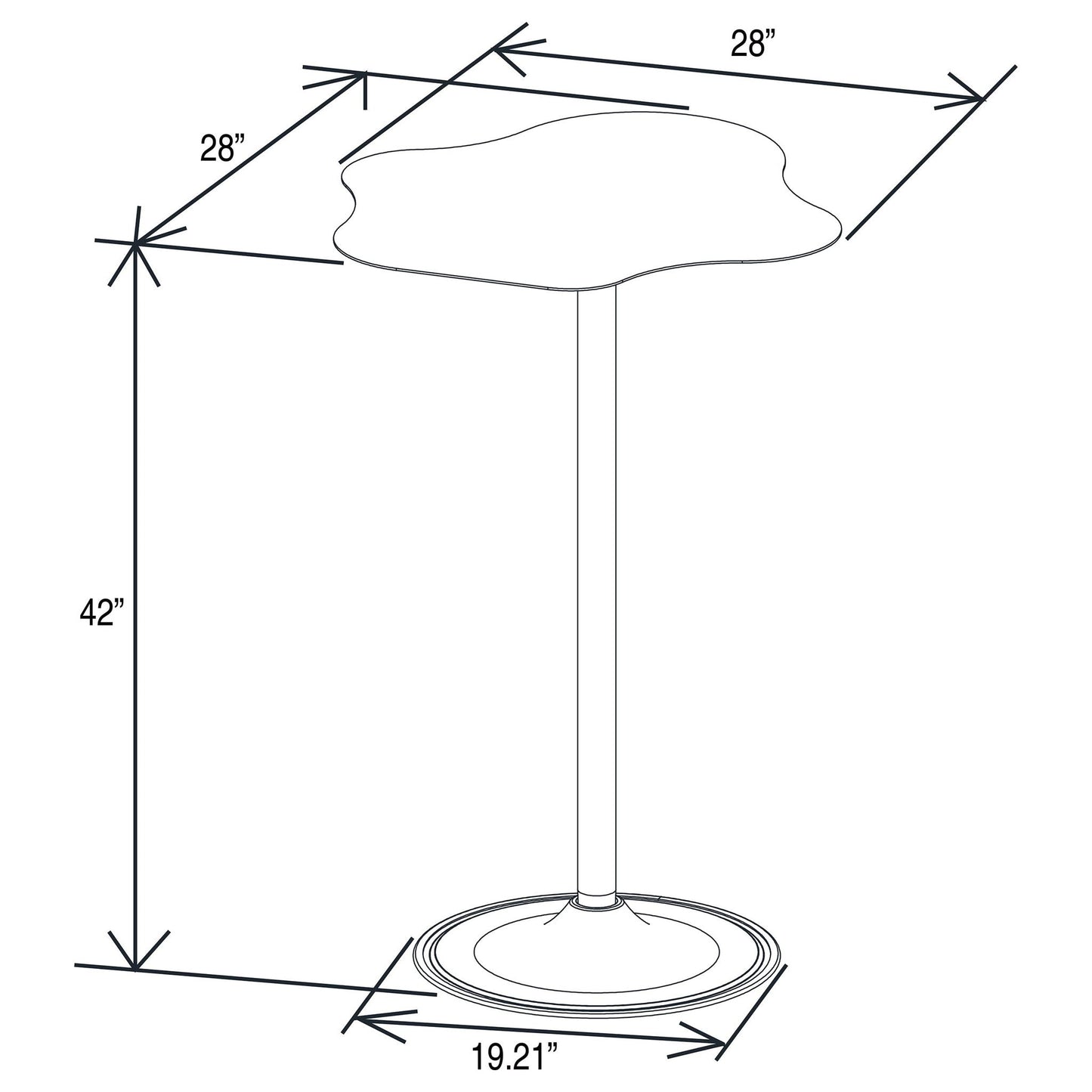 Fresno - Curved Cloud Shaped Bistro Bar Table Bar Table - Black