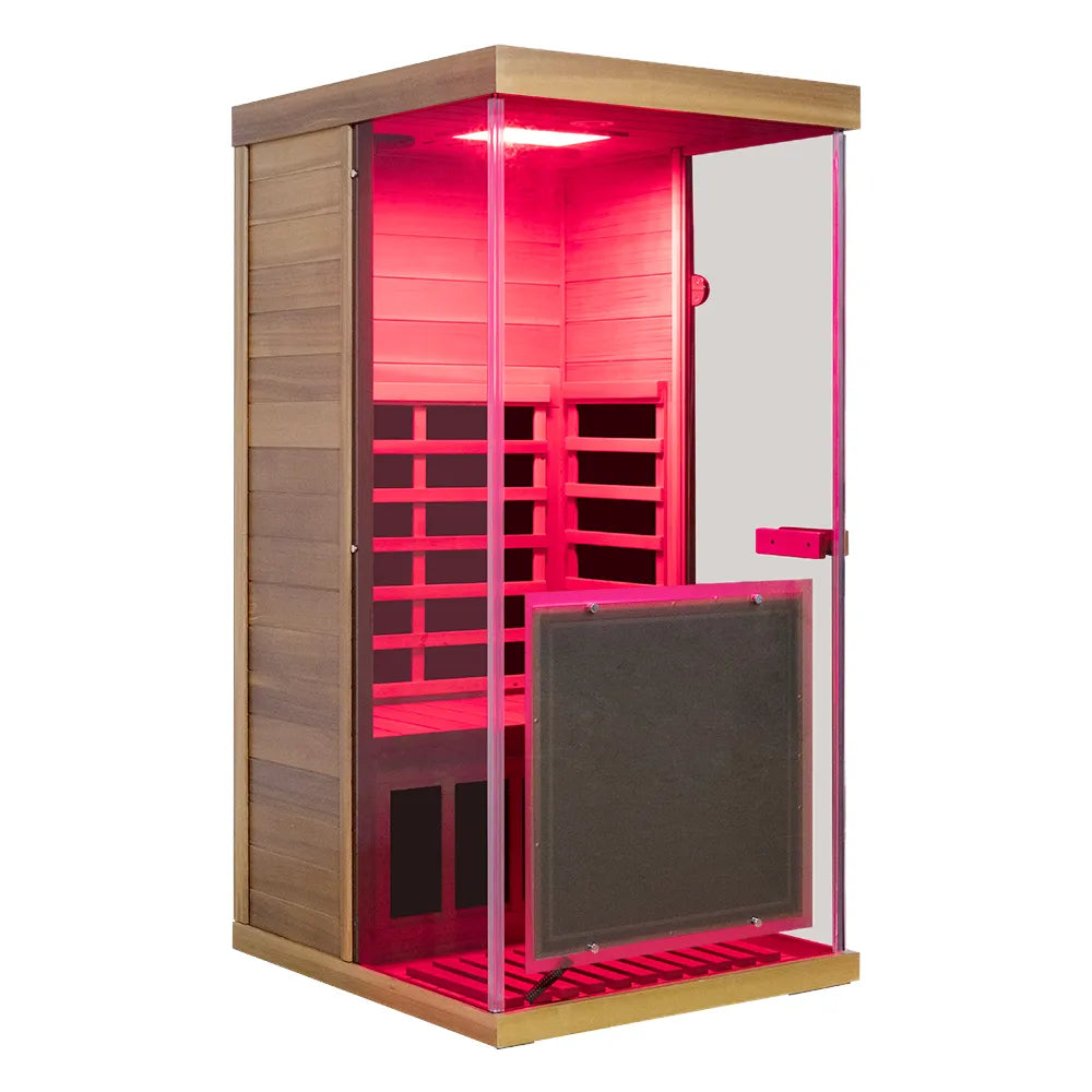 Wizzisauna 909MX Mini 1 Person Infrared Sauna 3 Sides Large Glass Panels
