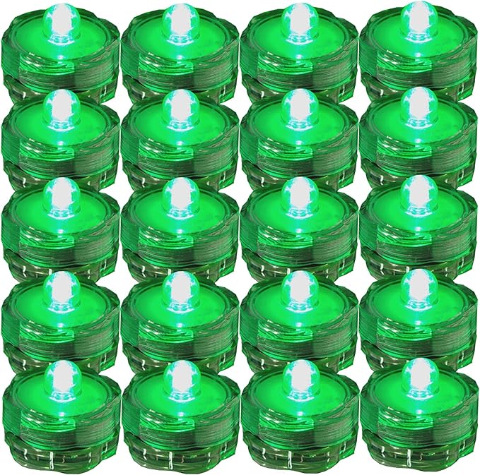 Bright LED Floral Tea Light Submersible Lights for Party Wedding (Green, 60 Pack)