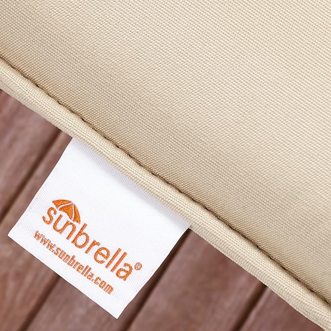 Sorra Home Sunbrella Bristol Square Chair Cushion (Set of 2) - Fade & Water Resistant, Outdoor & Indoor Patio Seat Cushion with Plush Foam - Canvas Natural (20" x 20" x 2.5")