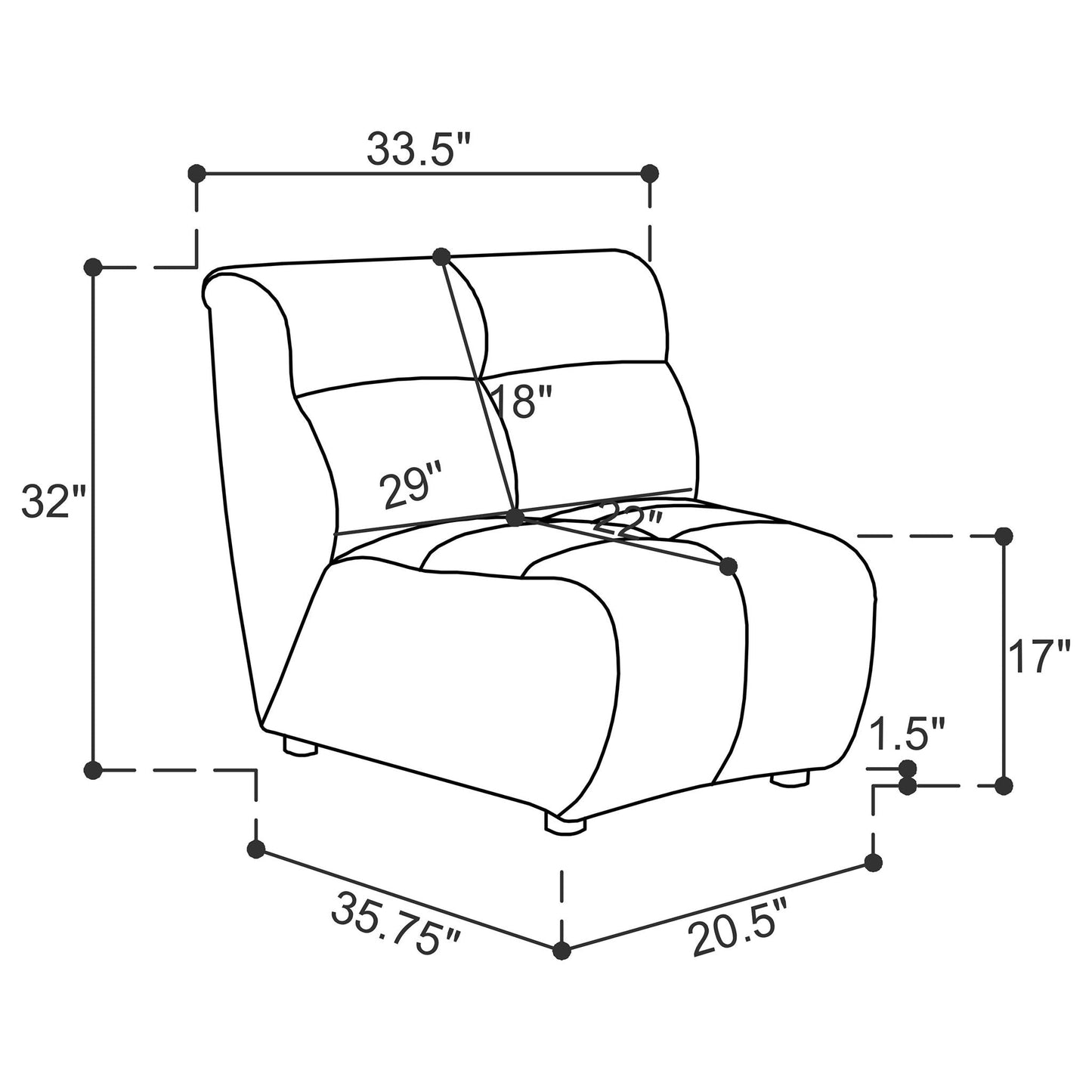Oliver - 5 Piece Upholstered Sectional Sofa With Curved Silhouette - Ivory